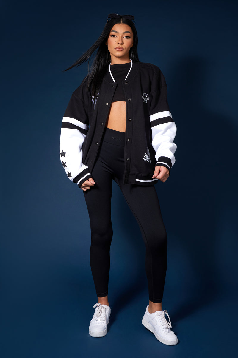 KAIIA LOGO VARSITY JACKET BLACK