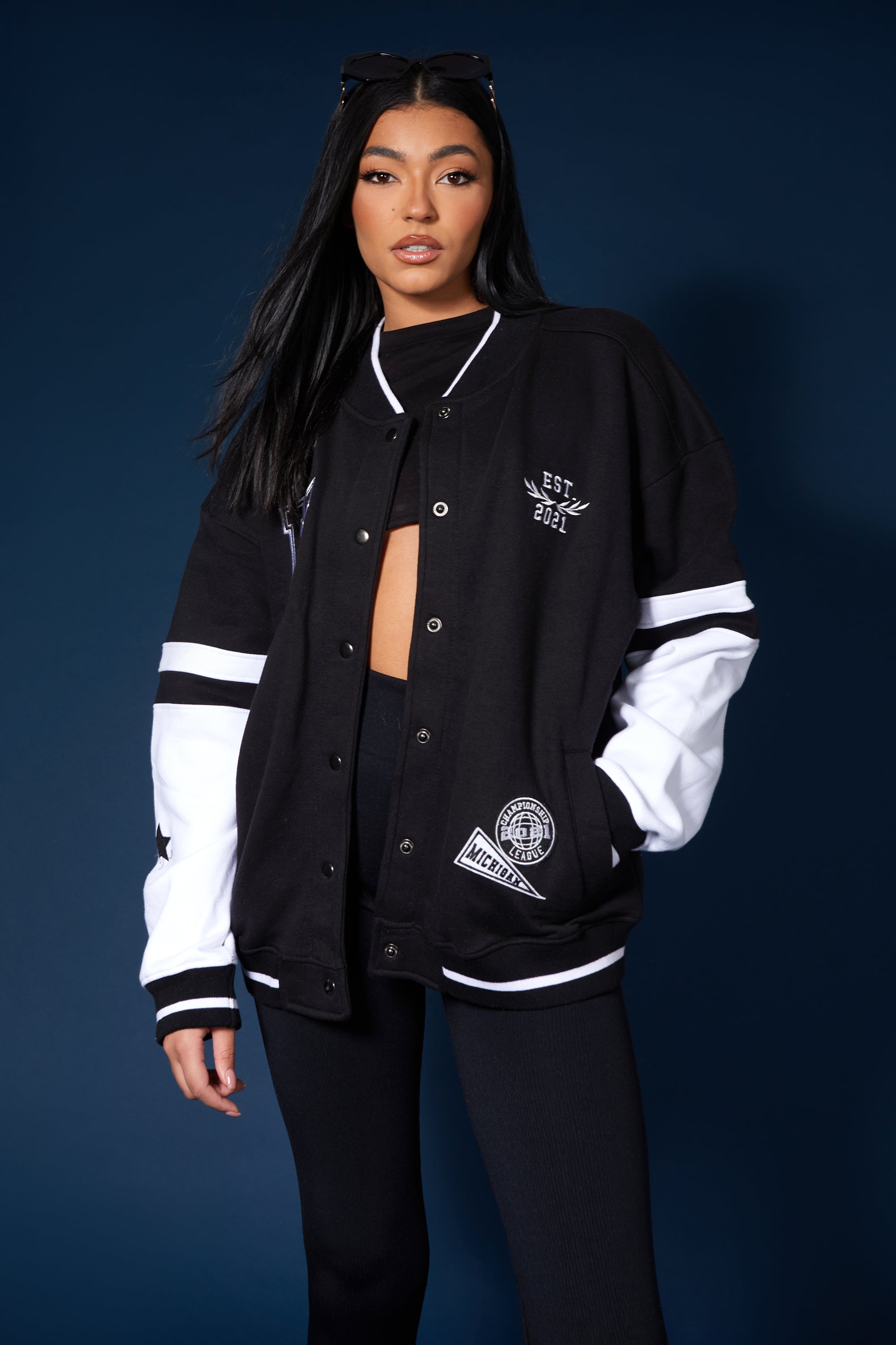 KAIIA LOGO VARSITY JACKET BLACK