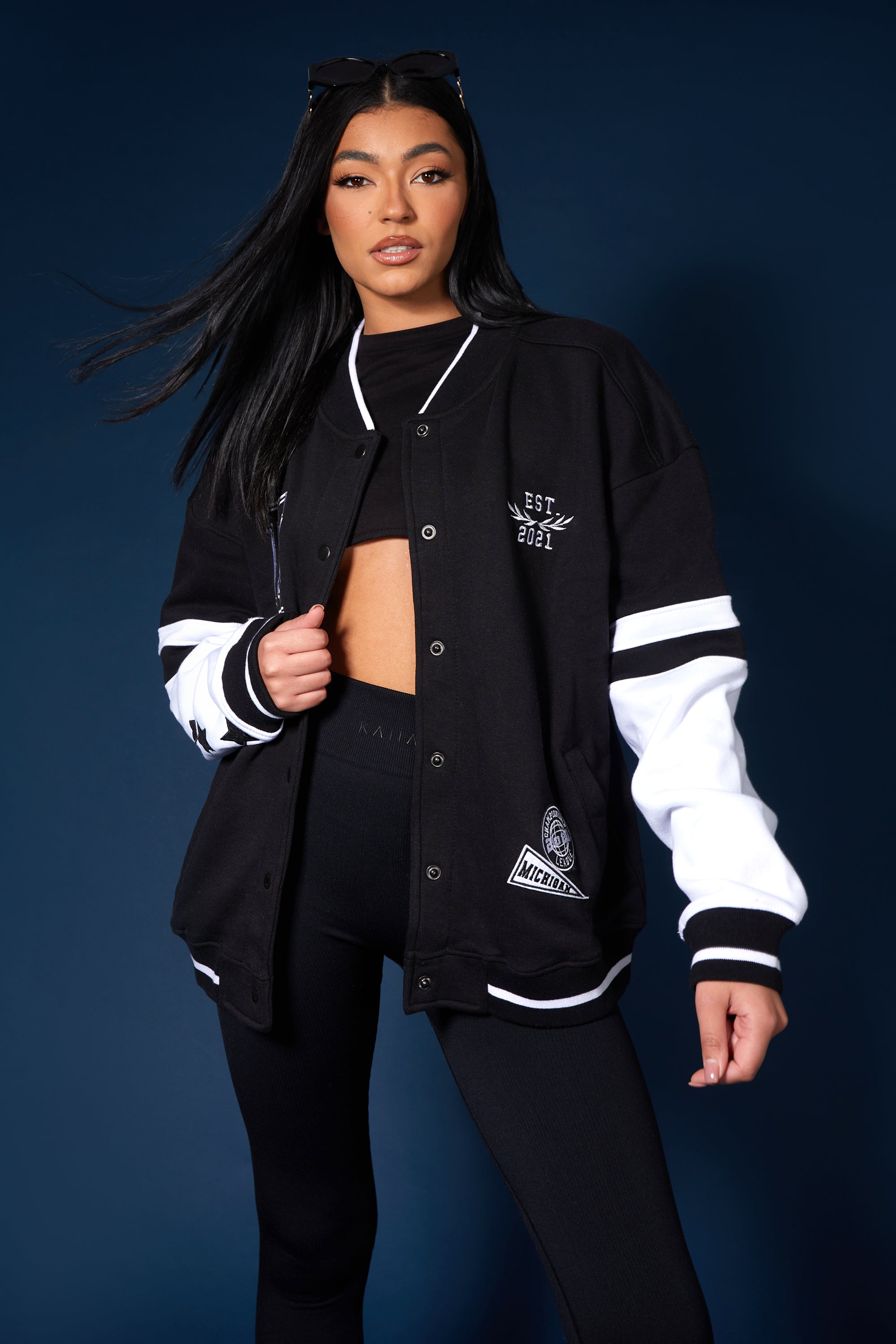 KAIIA LOGO VARSITY JACKET BLACK
