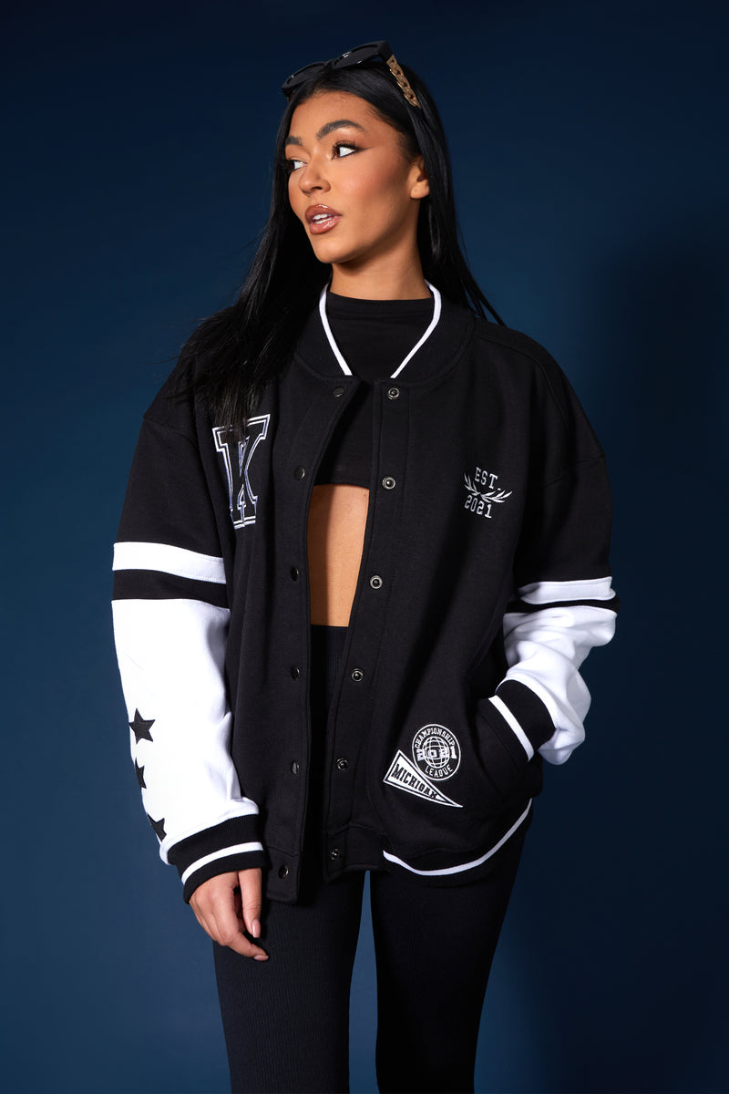 KAIIA LOGO VARSITY JACKET BLACK