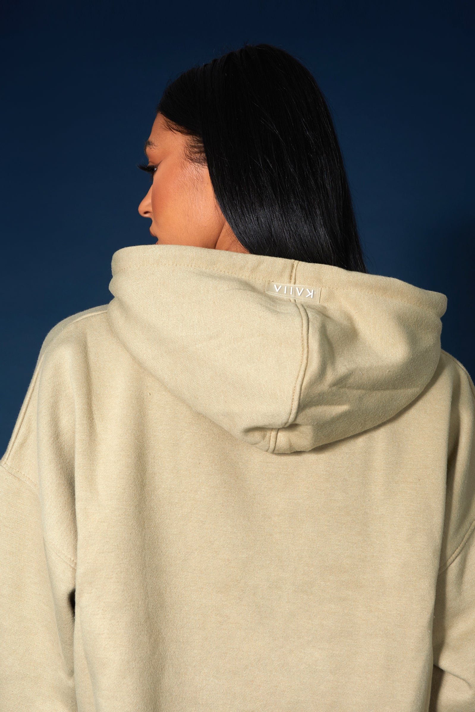 OVERSIZED CROPPED LIGHT KHAKI SWEAT HOODIE