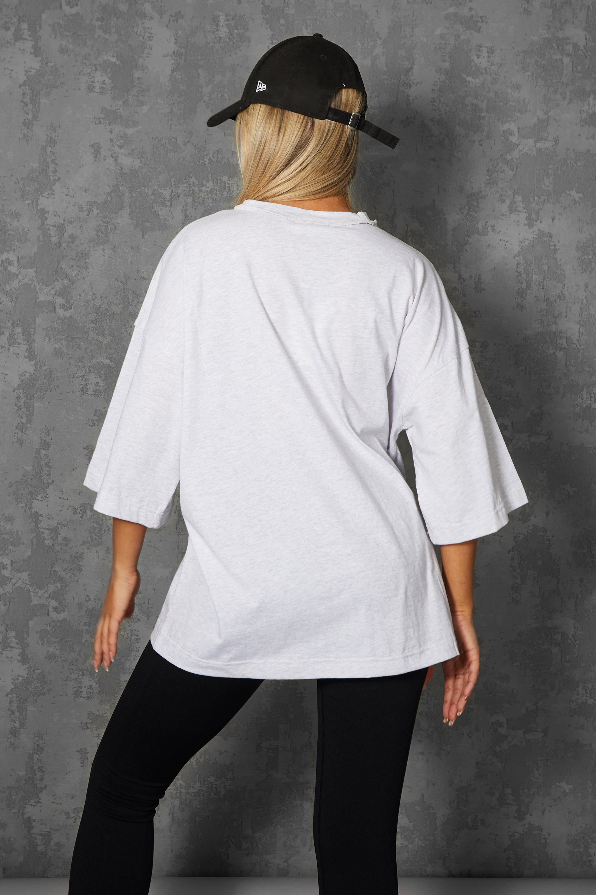 EXPOSED SEAM OVERSIZED T SHIRT OATMEAL MARL