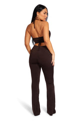 SLINKY LOOP RUCHING CROP TOP CHOCOLATE