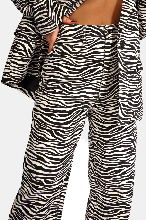 HIGH WAIST WIDE LEG TROUSER ZEBRA