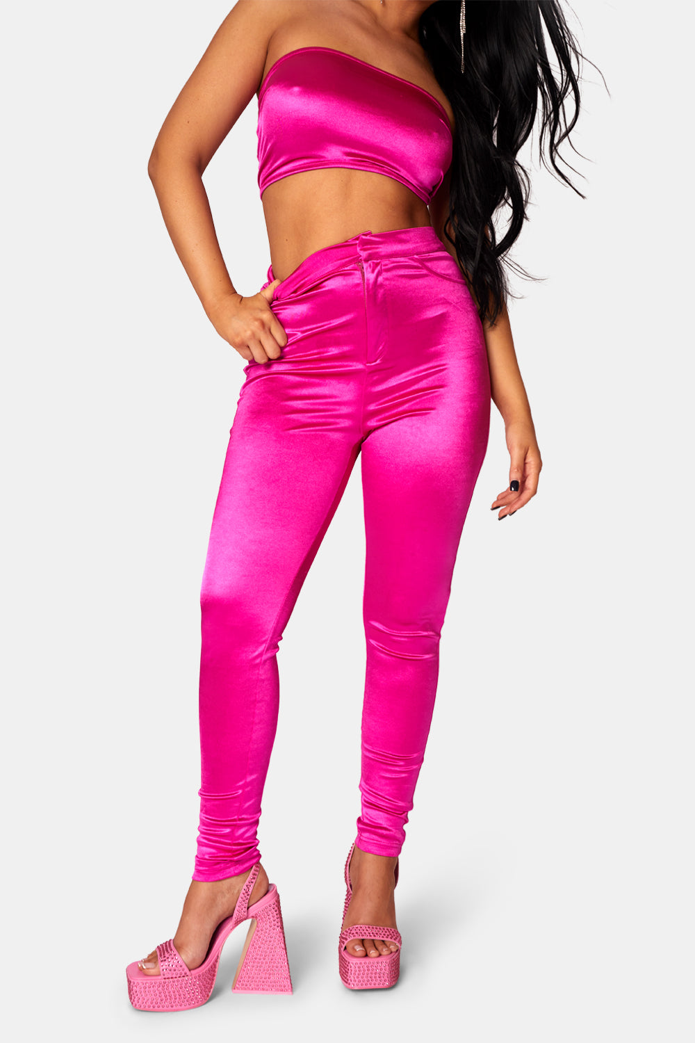 DISCO SKINNY LEG TROUSERS PINK