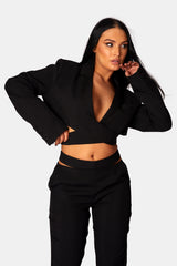 STRAPPY WAIST CIGARETTE TROUSER BLACK