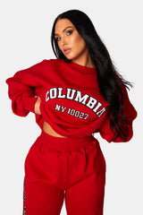 OVERSIZED COLUMBIA EMBROIDERED SLOGAN 90S JOGGERS RED