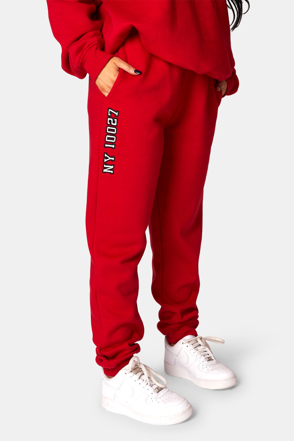 OVERSIZED COLUMBIA EMBROIDERED SLOGAN 90S JOGGERS RED