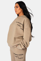 Oversized Text Detail Hoodie Elm