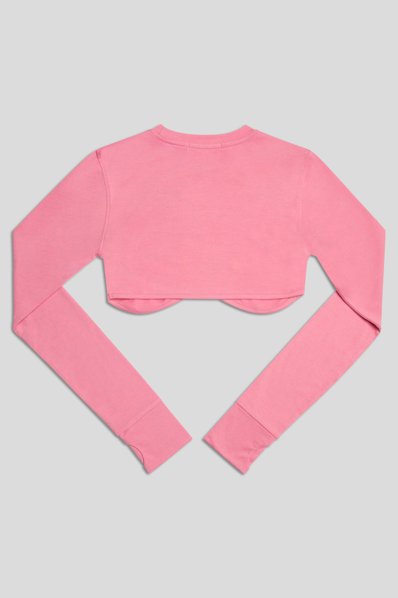 LONG SLEEVE UNDERBUST CROP TOP PINK