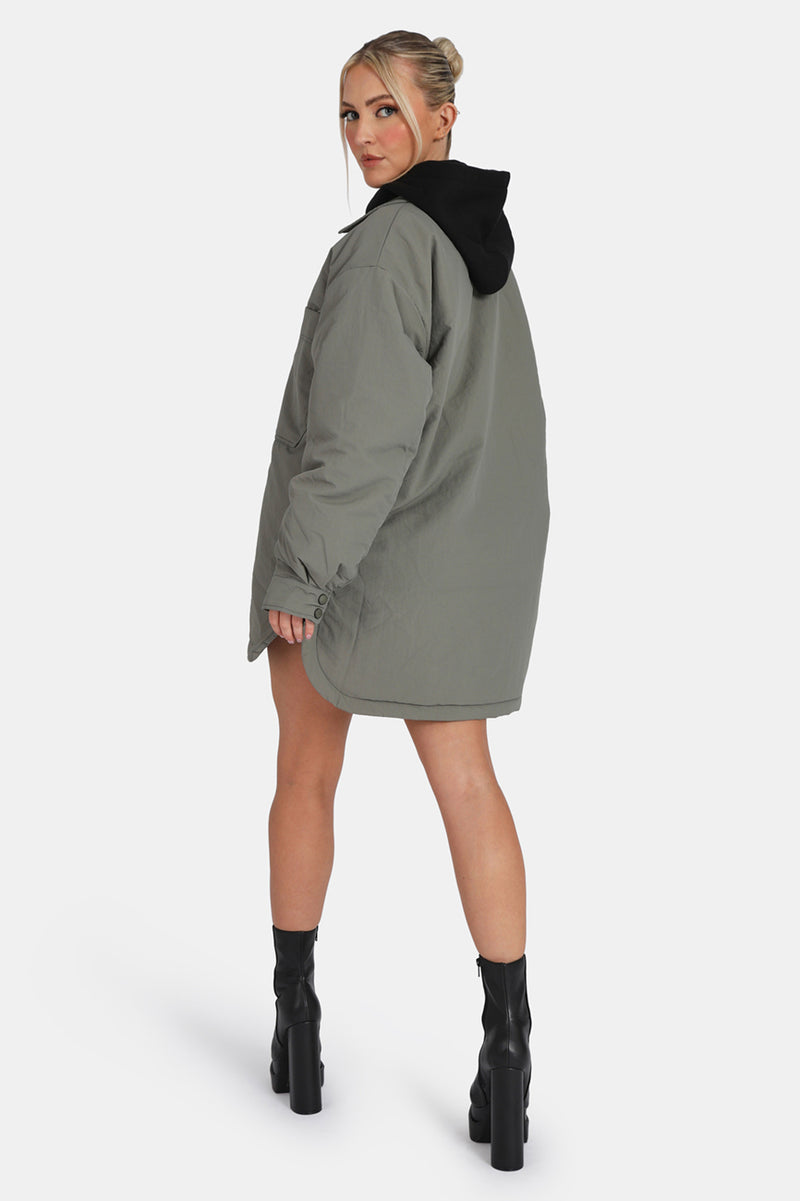 Padded Oversized Shacket Slate