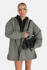 Padded Oversized Shacket Slate