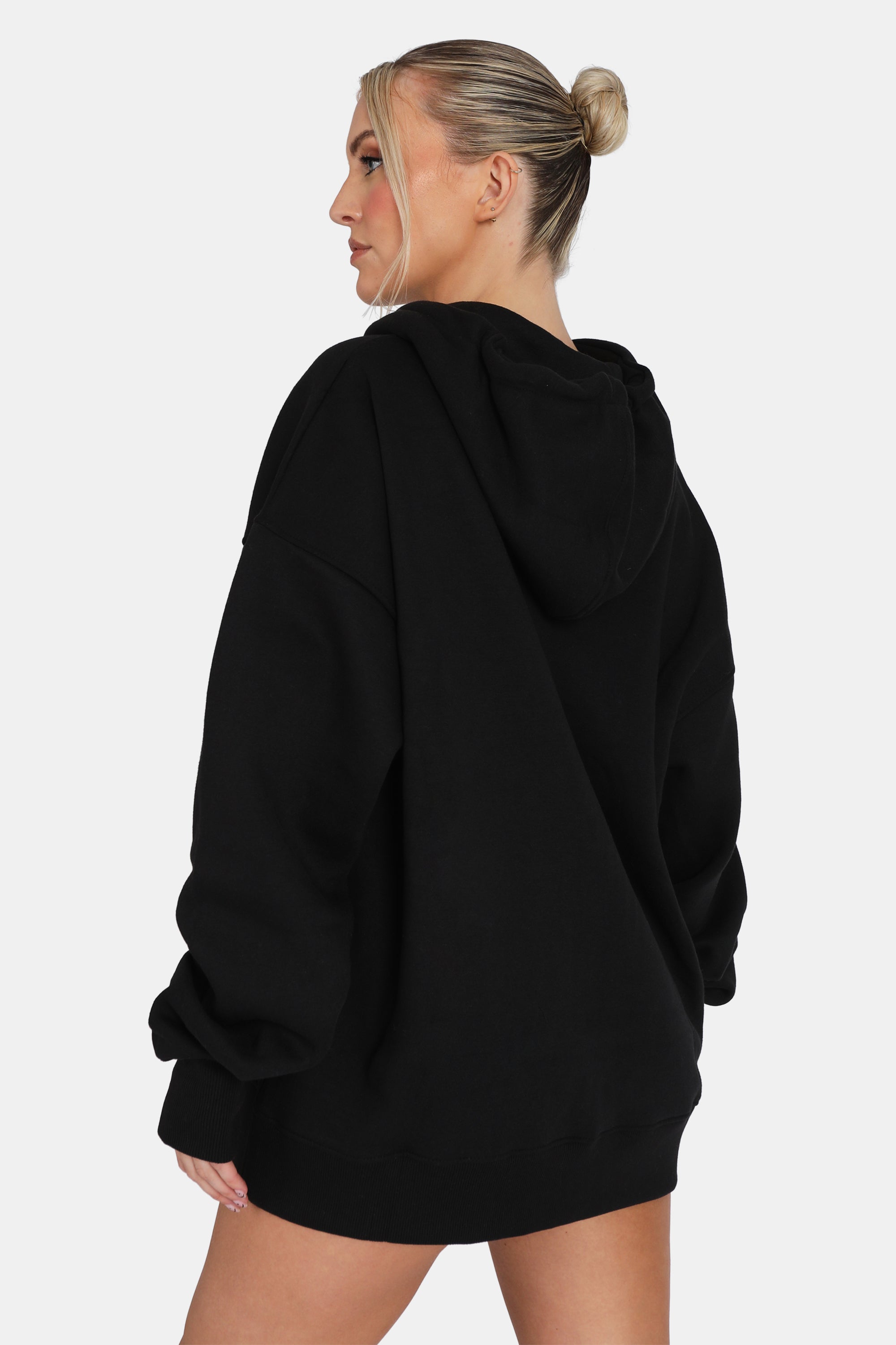 Oversized Zip Through Hoodie Black