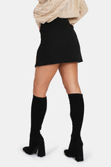 Split Front Mini Skirt Black