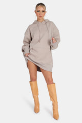 OVERSIZED SWEAT HOODIE DRESS ASH