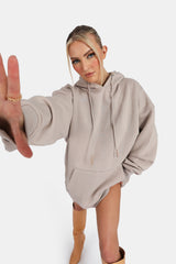 OVERSIZED SWEAT HOODIE DRESS ASH