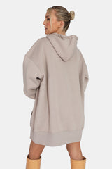 OVERSIZED SWEAT HOODIE DRESS ASH