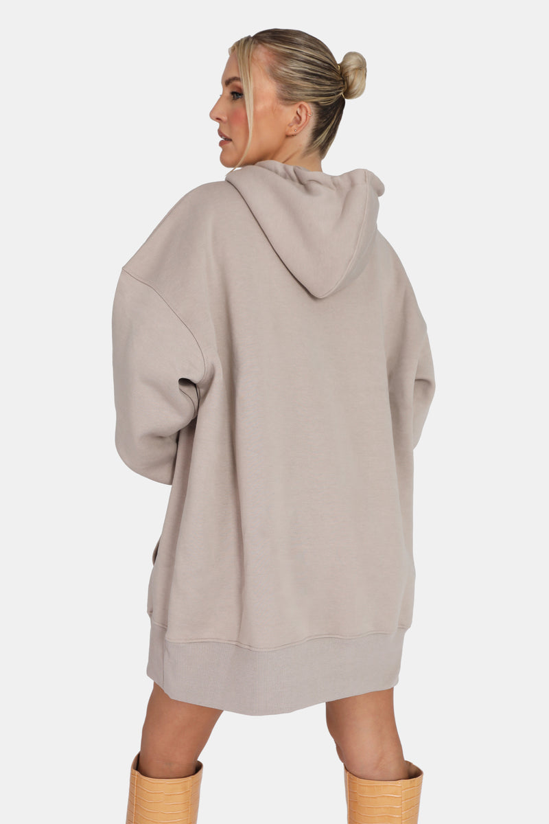 OVERSIZED SWEAT HOODIE DRESS ASH