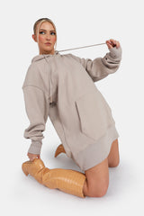 OVERSIZED SWEAT HOODIE DRESS ASH
