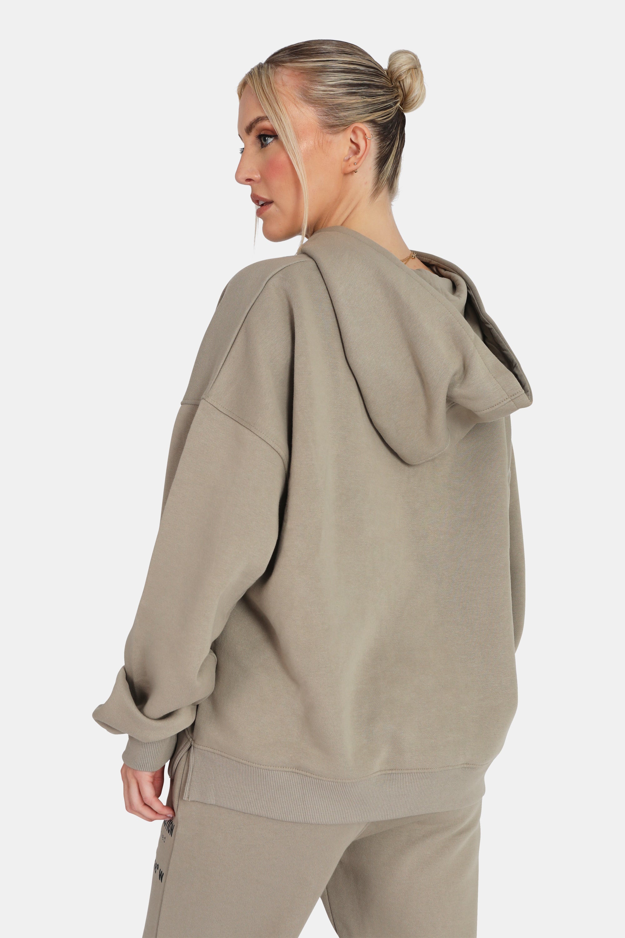 Oversized Text Detail Hoodie Elm