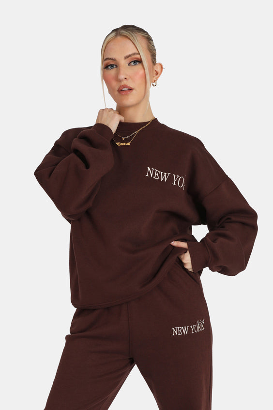 NEW YORK OVERSIZED SWEATSHIRT CHOCOLATE