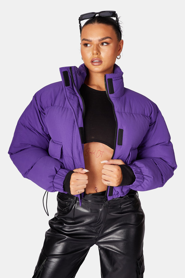 CROPPED POCKET DETAIL PUFFER PURPLE