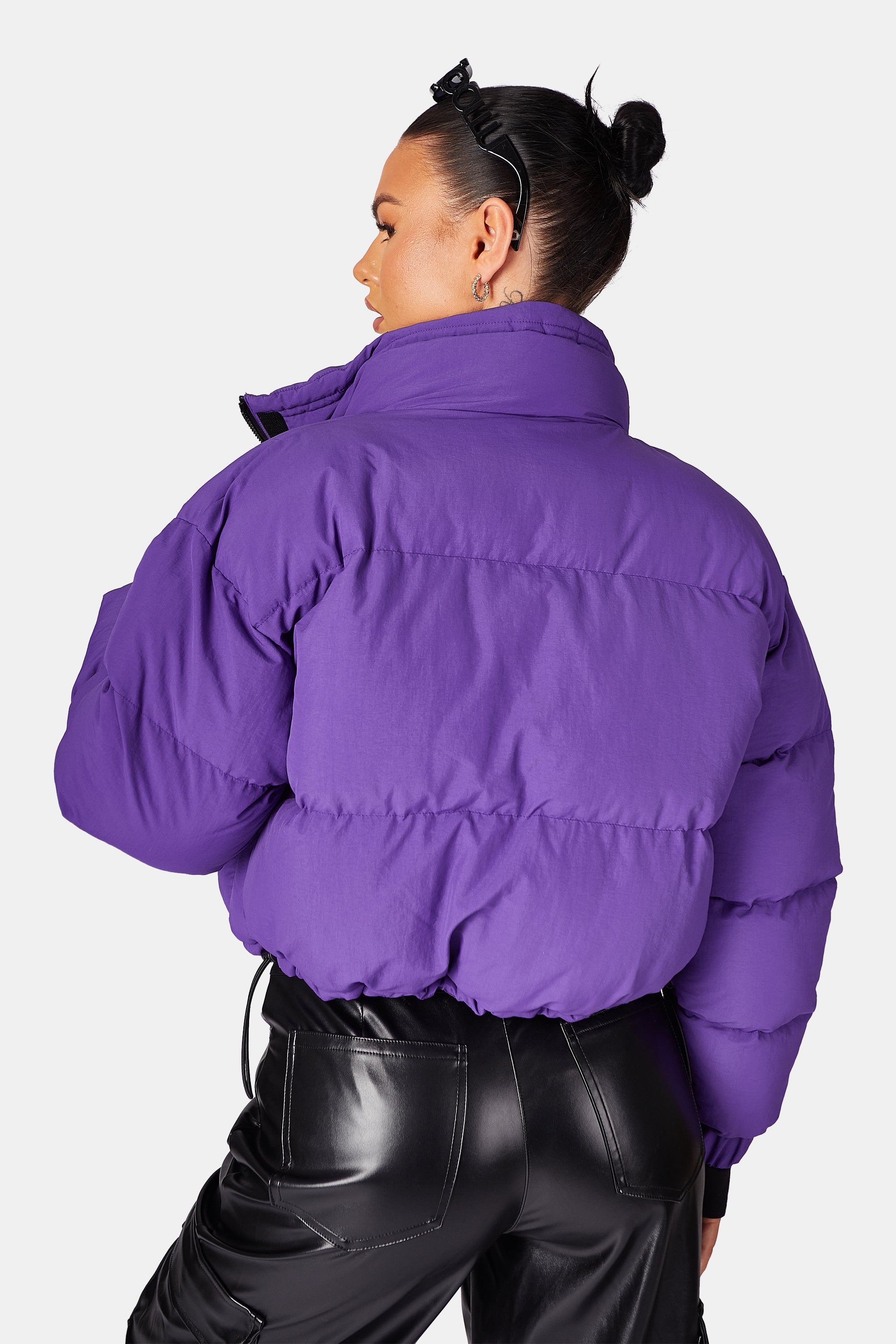 CROPPED POCKET DETAIL PUFFER PURPLE