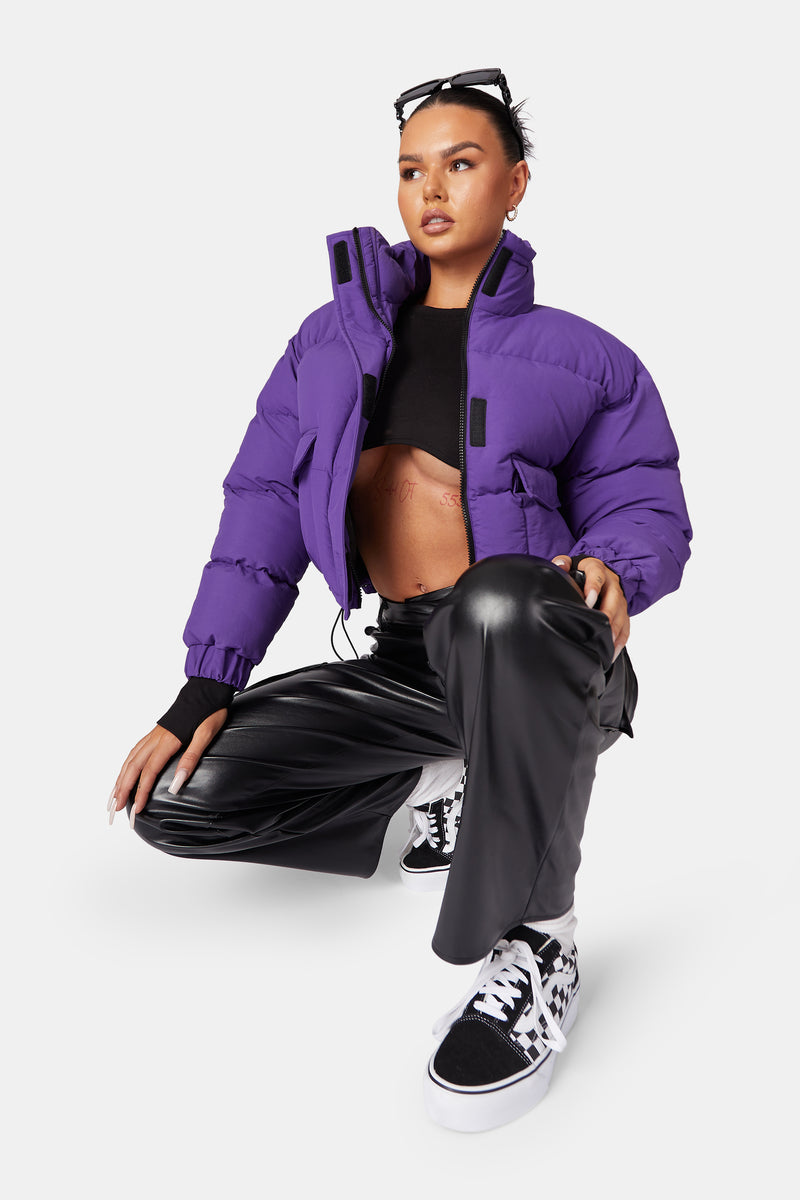 CROPPED POCKET DETAIL PUFFER PURPLE