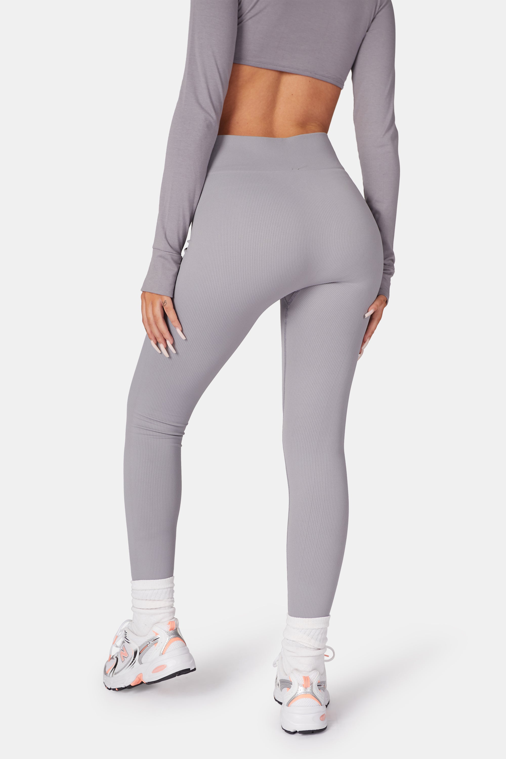 KAIIA PREMIUM RIB SEAMLESS LEGGINGS GREY