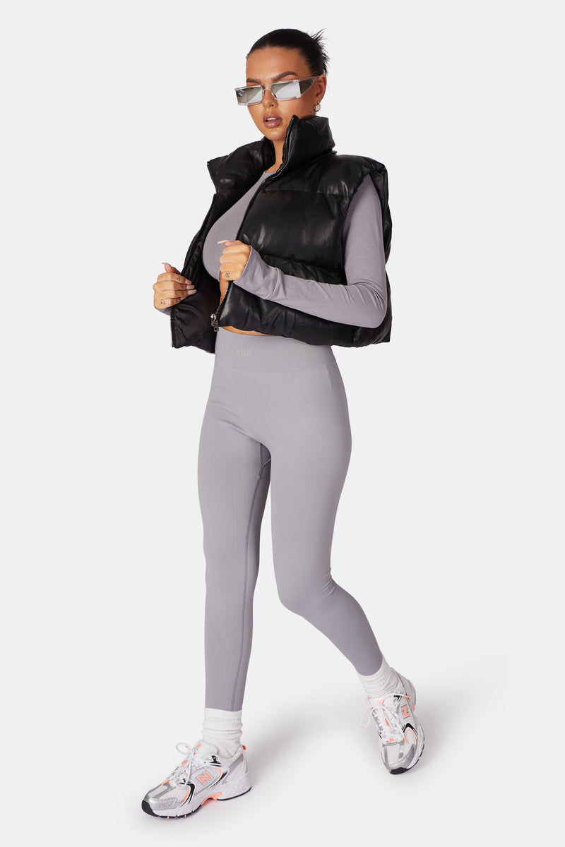 KAIIA PREMIUM RIB SEAMLESS LEGGINGS GREY