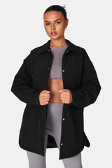 PADDED OVERSIZED SHACKET BLACK