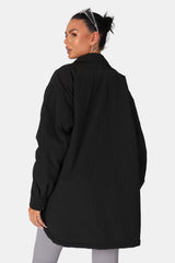 PADDED OVERSIZED SHACKET BLACK