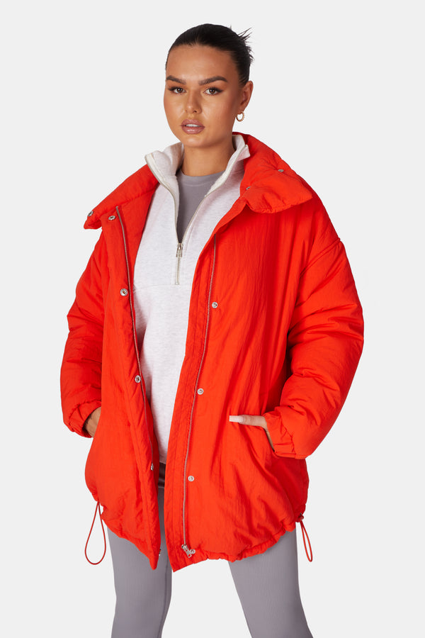 HIGH NECK PUFFER JACKET ORANGE