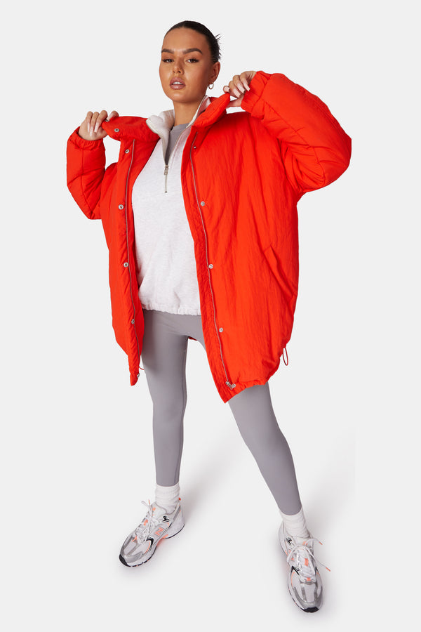 HIGH NECK PUFFER JACKET ORANGE