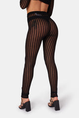 HIGH WAISTED LADDER STITCH KNITTED LEGGINGS