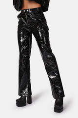 CROC VINYL TROUSERS BLACK