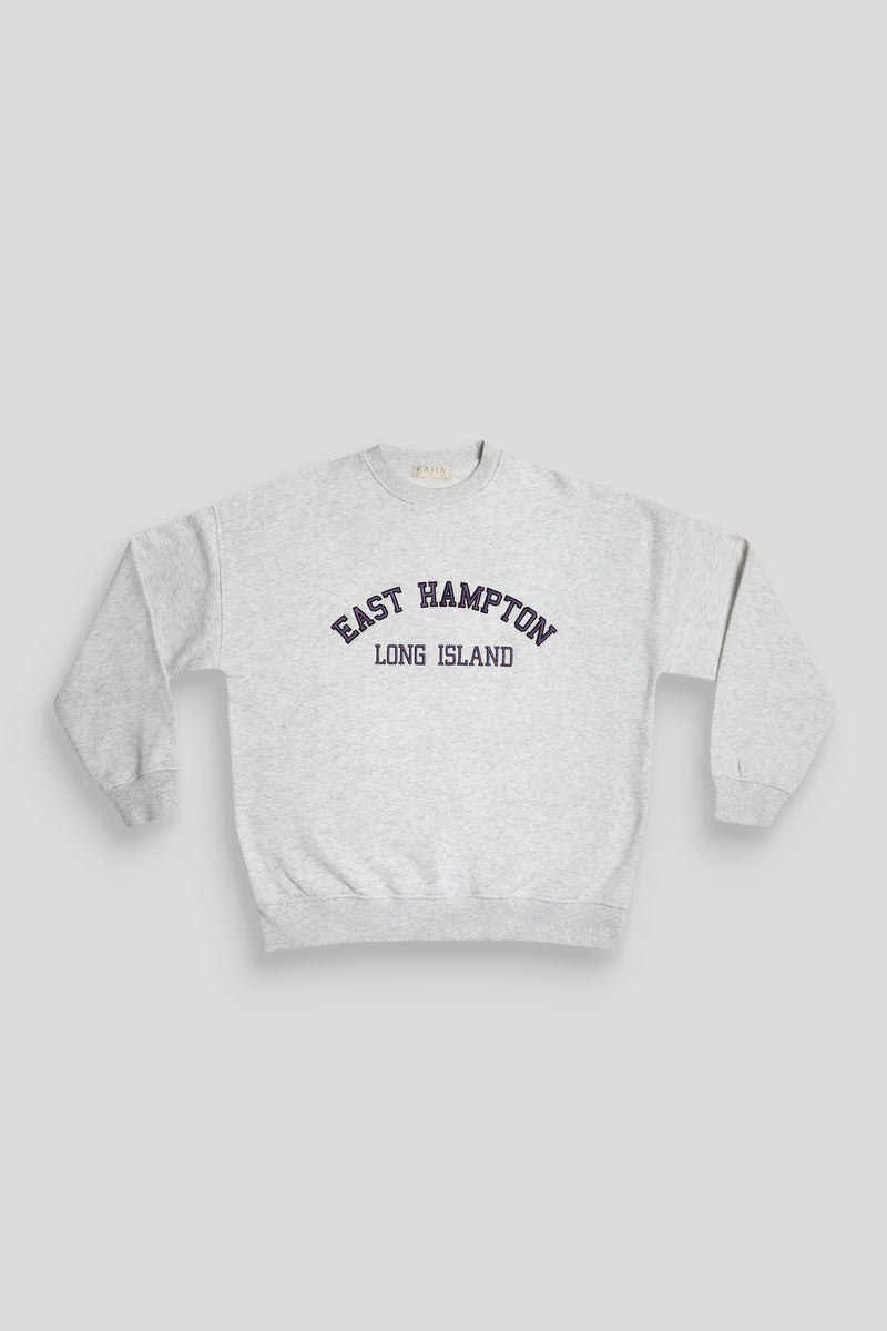 EAST HAMPTON EMBROIDERED OVERSIZED SWEATSHIRT OATMEAL MARL