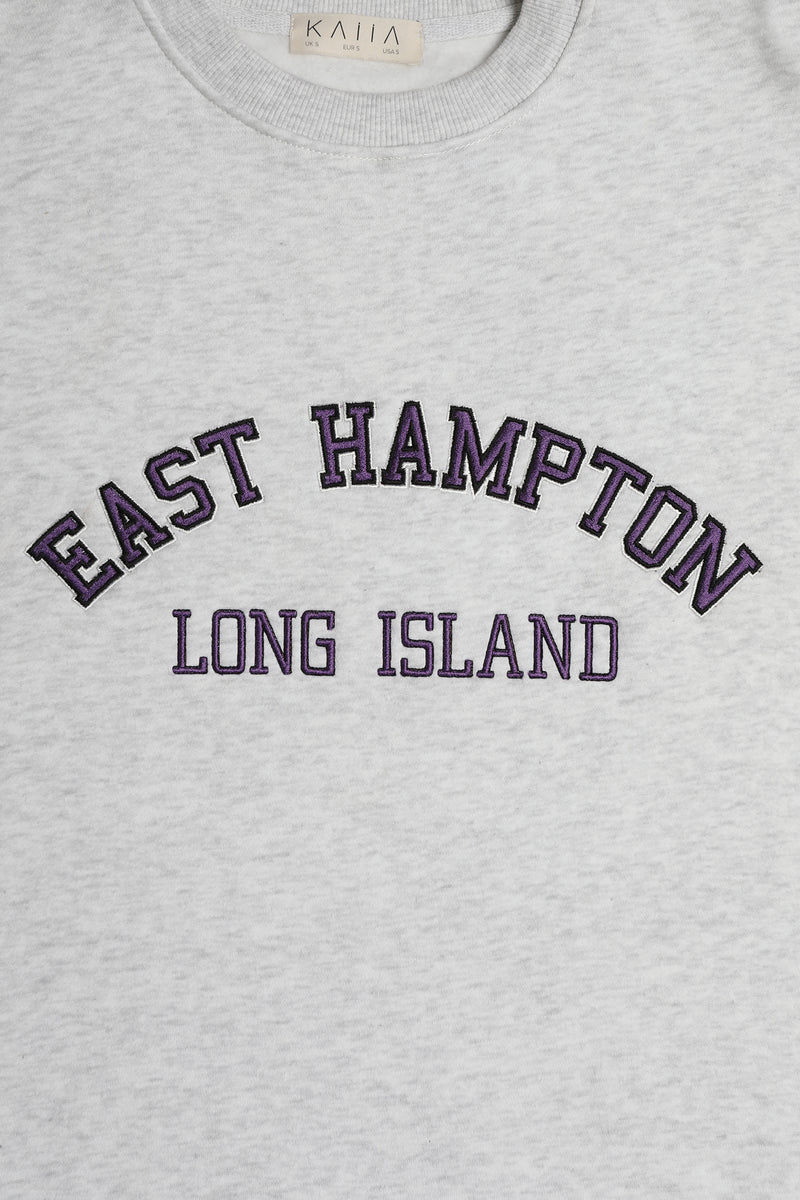 EAST HAMPTON EMBROIDERED OVERSIZED SWEATSHIRT OATMEAL MARL