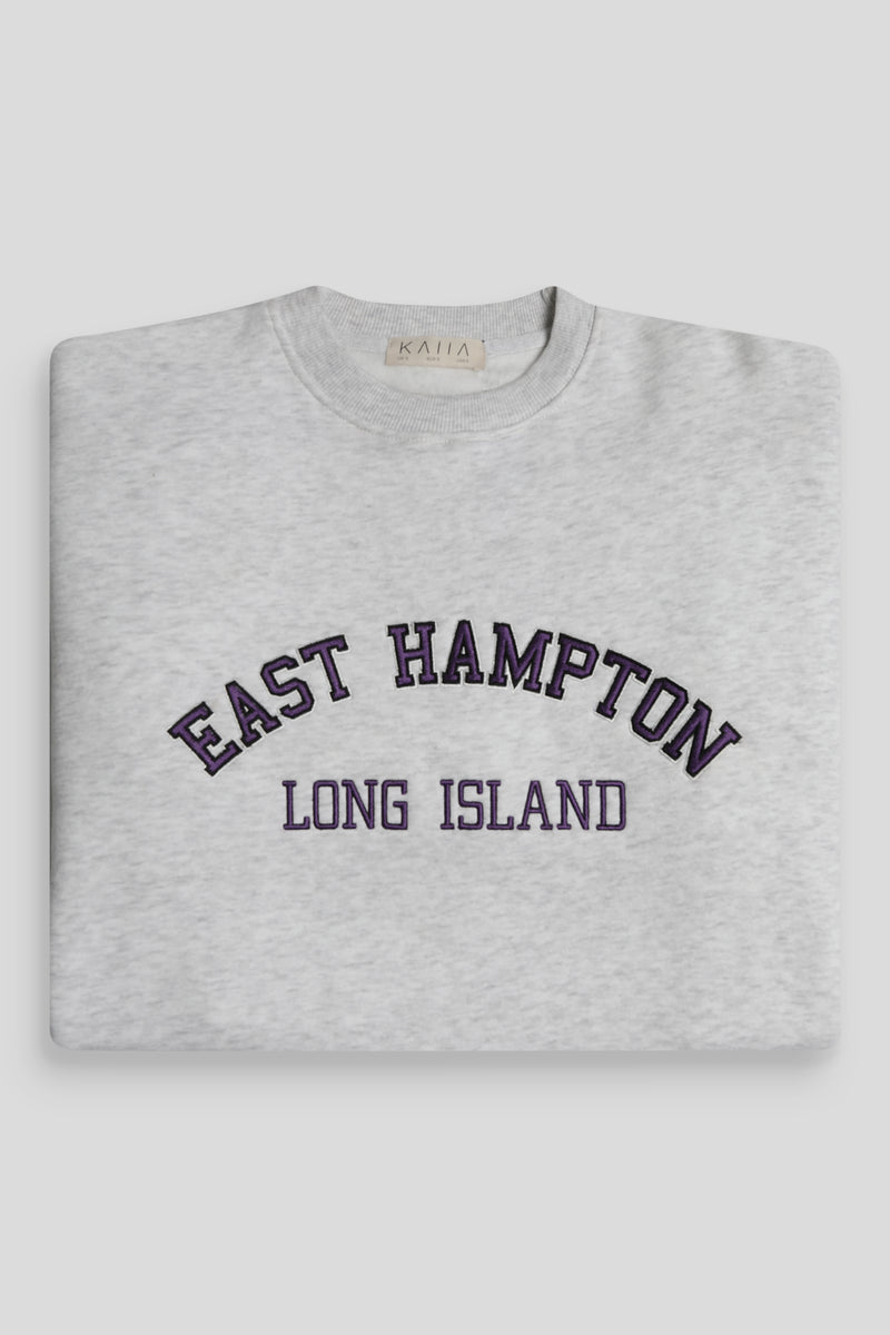 EAST HAMPTON EMBROIDERED OVERSIZED SWEATSHIRT OATMEAL MARL