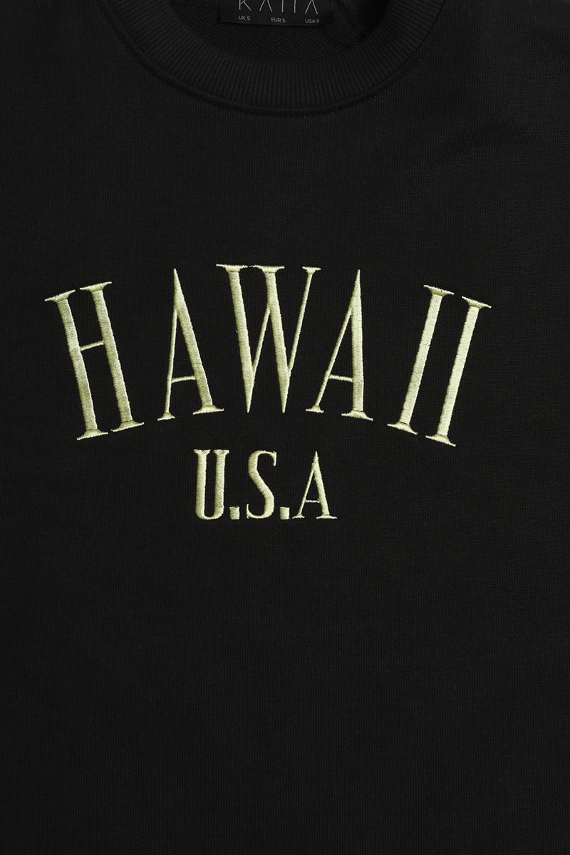 HAWAII EMBROIDERED SWEATSHIRT BLACK