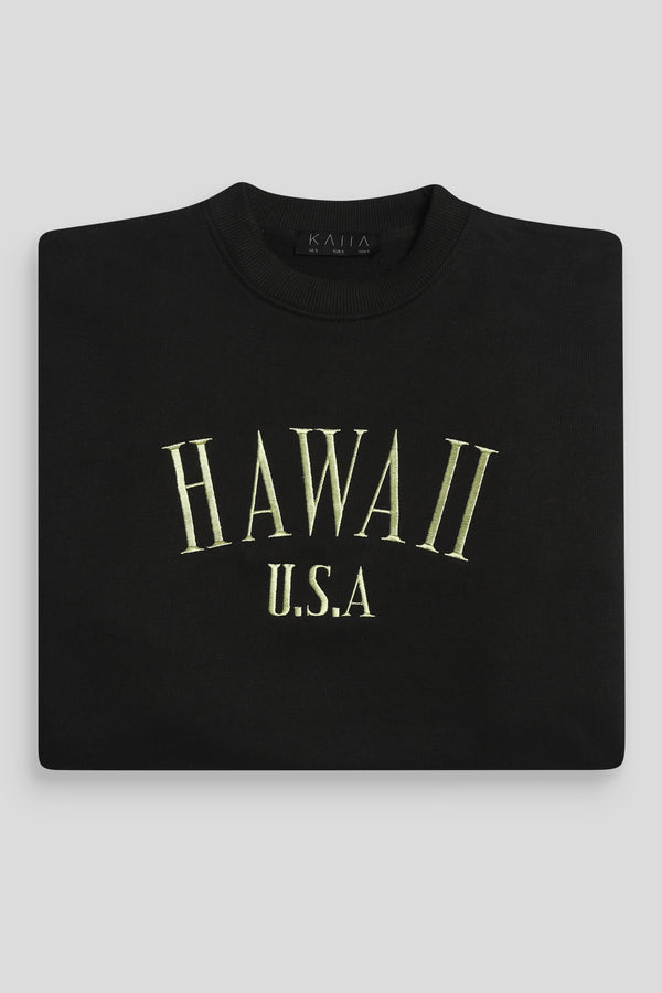 HAWAII EMBROIDERED SWEATSHIRT BLACK