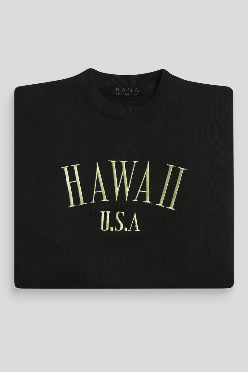 HAWAII EMBROIDERED SWEATSHIRT BLACK