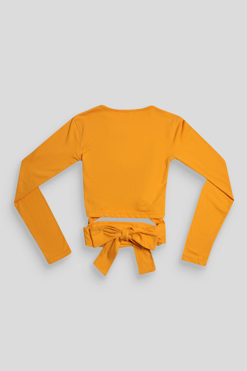 LONG SLEEVE WRAP WAIST CROP TOP MANGO