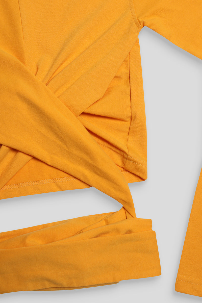 LONG SLEEVE WRAP WAIST CROP TOP MANGO