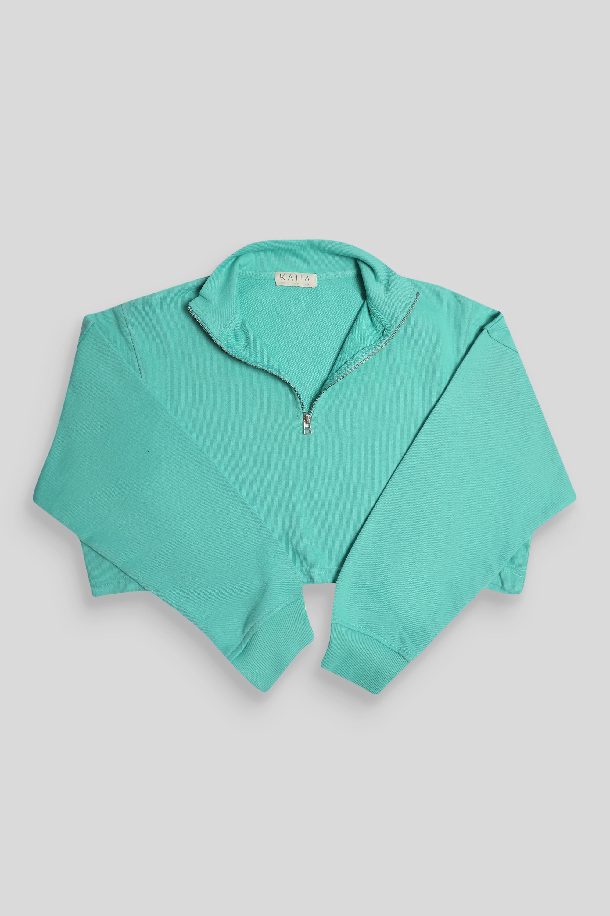 HALF ZIP CROP PULLOVER SWEATSHIRT PEPPERMINT