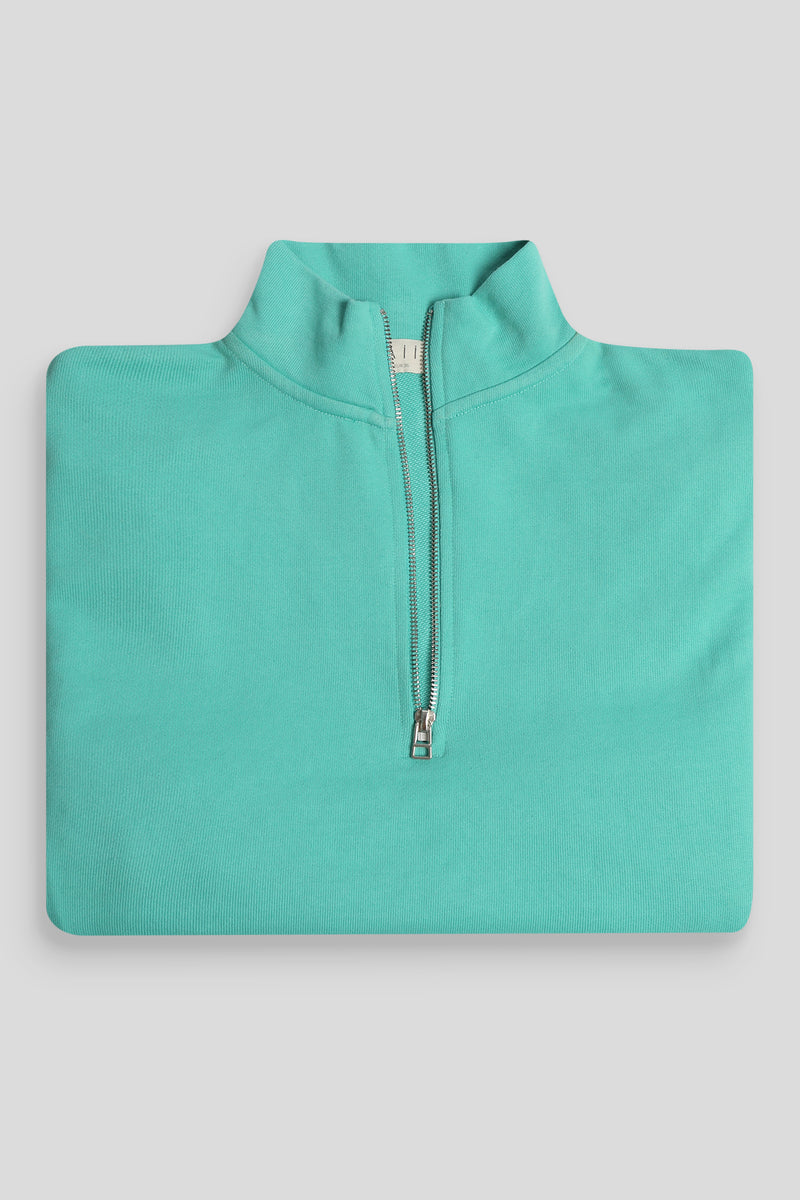 HALF ZIP CROP PULLOVER SWEATSHIRT PEPPERMINT