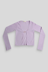 KAIIA TRIM RIBBED TOP LILAC