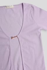 KAIIA TRIM RIBBED TOP LILAC