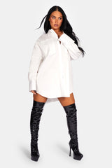 OVERSIZED POPLIN SHIRT DRESS WHITE