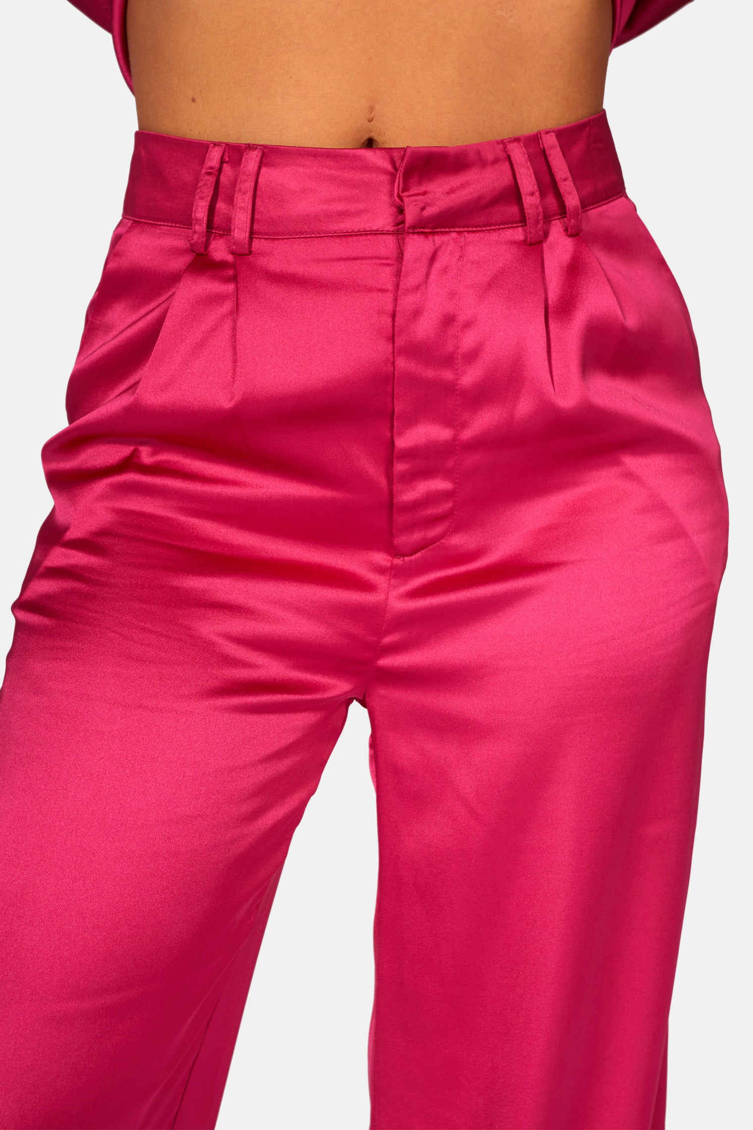 SATIN WIDE LEG TAILORED TROUSERS PINK